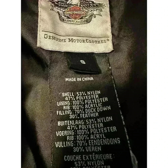 Womens Red Harley Davidson Puffer Jacket Coat Duck Down Feather Size S - Picture 7 of 7